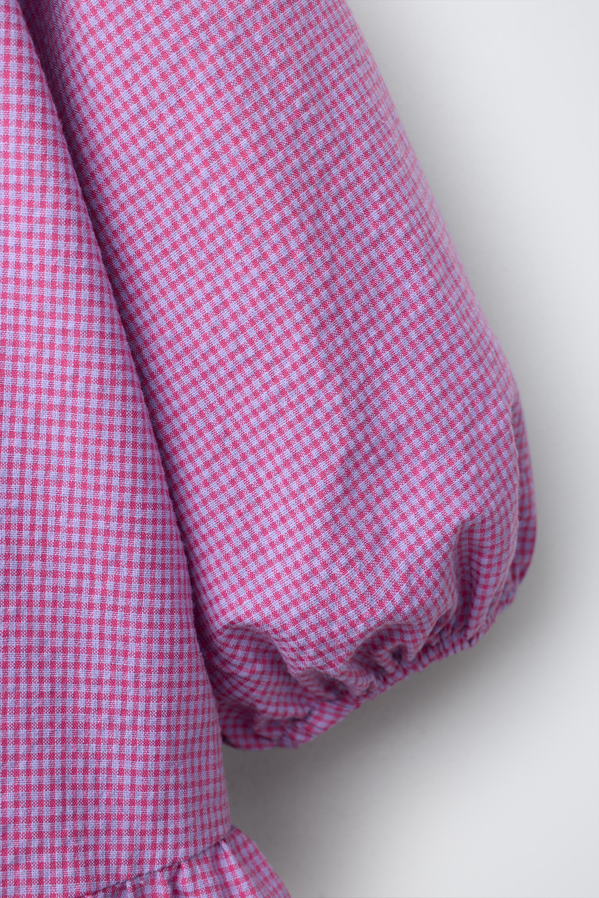 ROBE À CARREAUX VICHY AVEC COL FLEURI